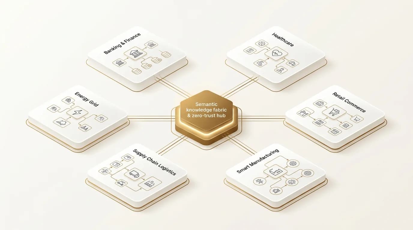Enterprise Data Mesh | 6 Regulated Industry Verticals Light Theme Architecture
